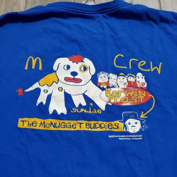 McDonalds Kerwin Frost McNugget Buddies Blue T-Shirt Employee Crew Men's XL - Picture 8 of 8